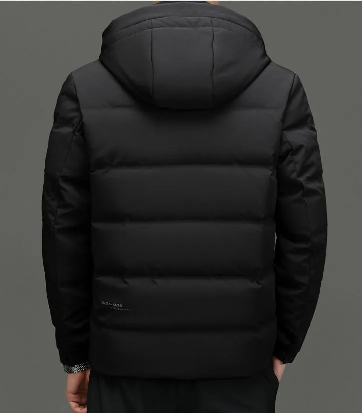 Easy-to-clean Windproof Puffer Jacket for Men with Stain-resistant Features