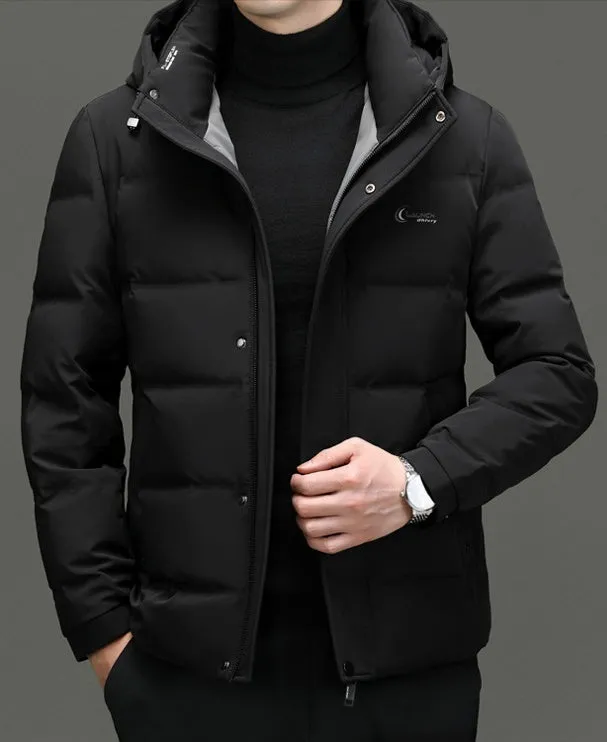 Easy-to-clean Windproof Puffer Jacket for Men with Stain-resistant Features
