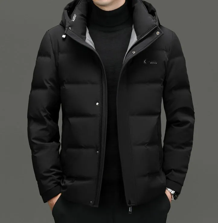 Easy-to-clean Windproof Puffer Jacket for Men with Stain-resistant Features
