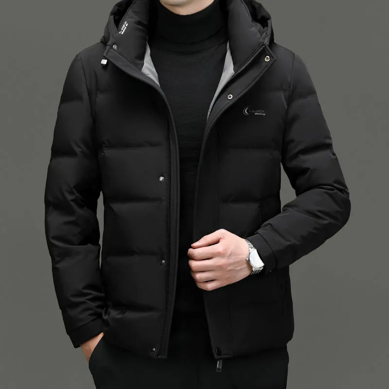 Easy-to-clean Windproof Puffer Jacket for Men with Stain-resistant Features