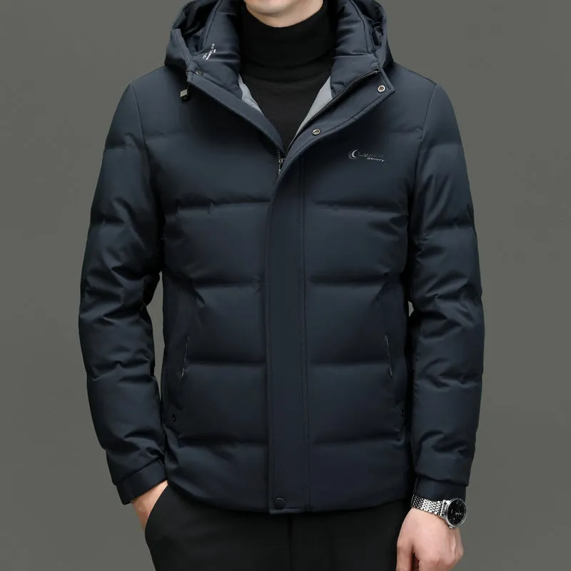 Easy-to-clean Windproof Puffer Jacket for Men with Stain-resistant Features
