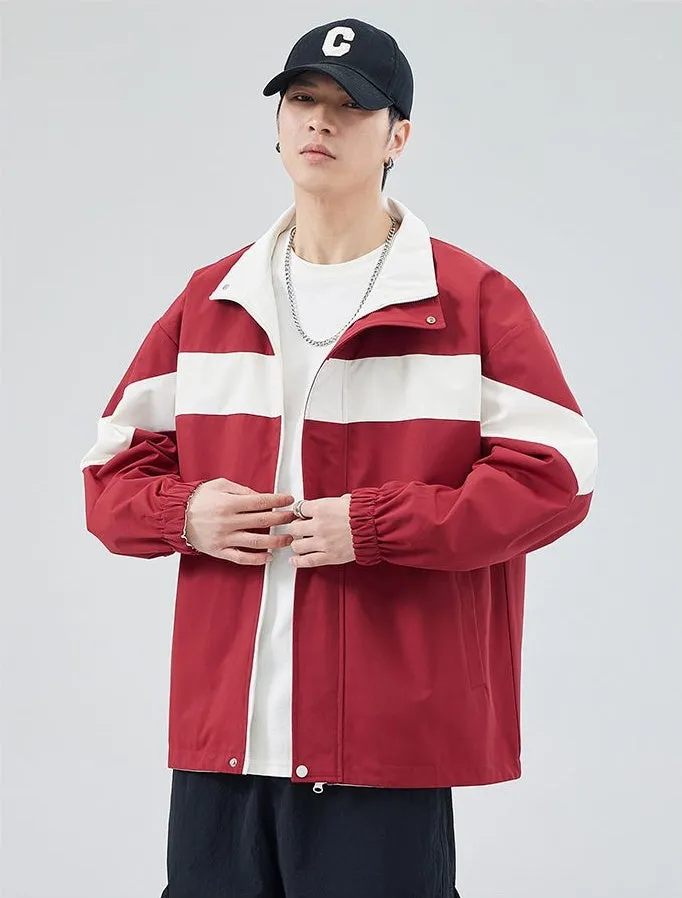 Easy-to-Clean Windproof Rain Jacket for Men in Patchwork Style