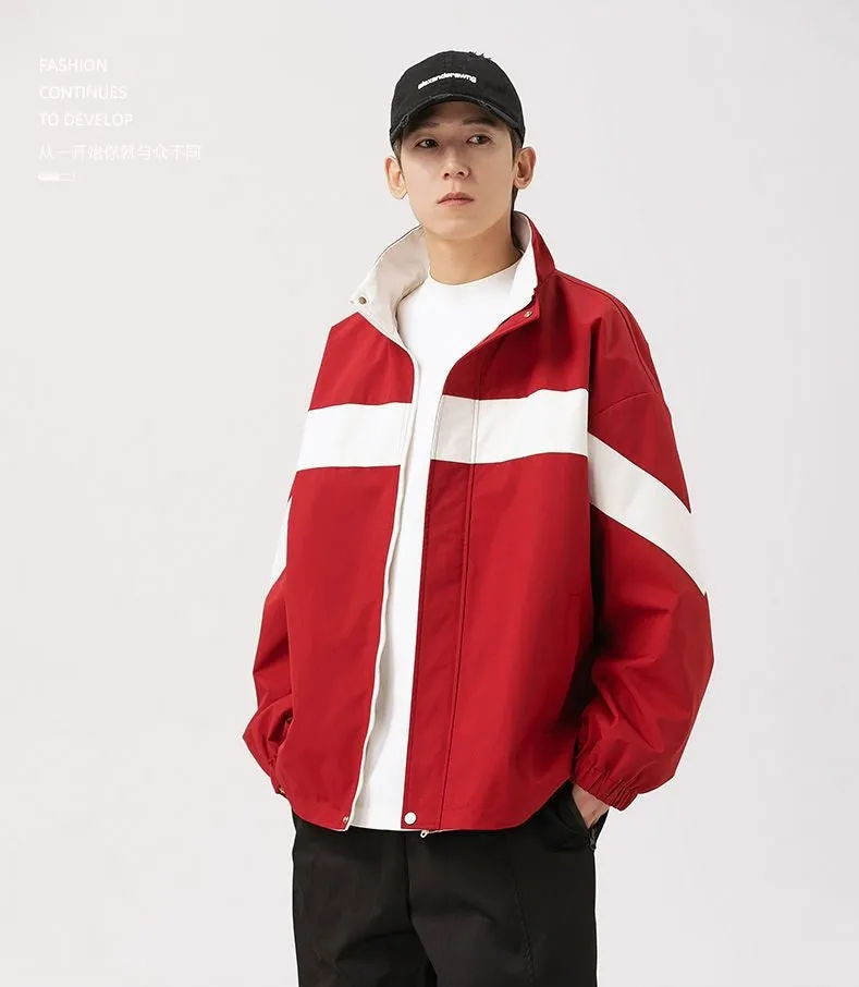 Easy-to-Clean Windproof Rain Jacket for Men in Patchwork Style