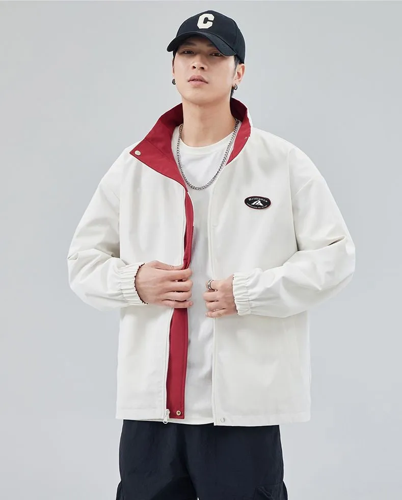 Easy-to-Clean Windproof Rain Jacket for Men in Patchwork Style