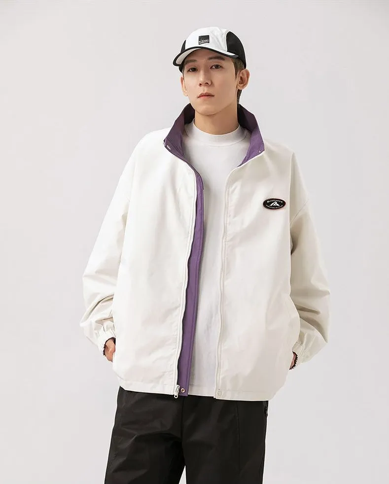 Easy-to-Clean Windproof Rain Jacket for Men in Patchwork Style