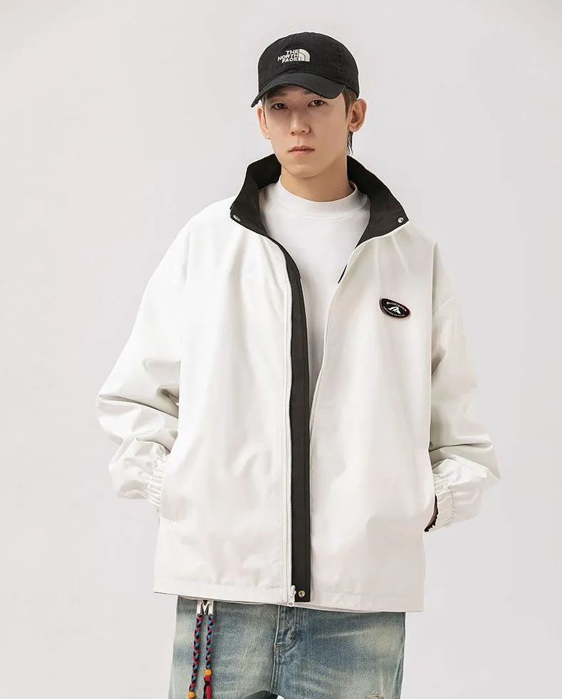 Easy-to-Clean Windproof Rain Jacket for Men in Patchwork Style