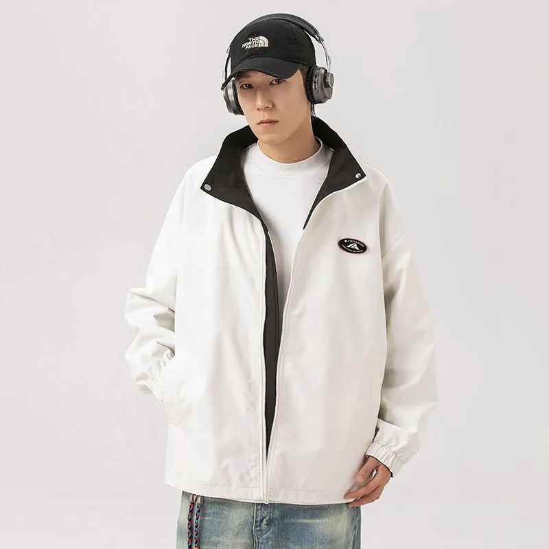 Easy-to-Clean Windproof Rain Jacket for Men in Patchwork Style