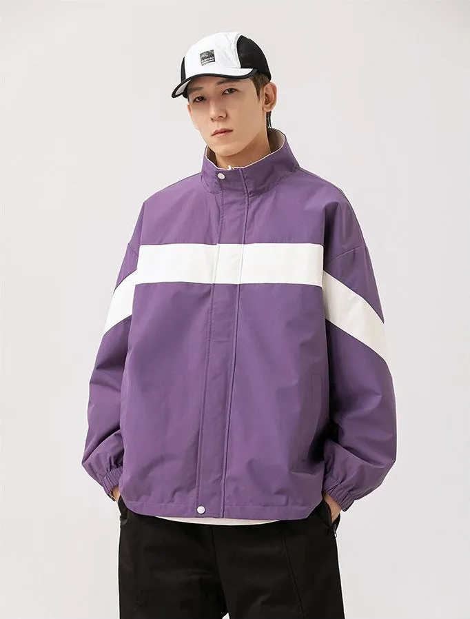 Easy-to-Clean Windproof Rain Jacket for Men in Patchwork Style