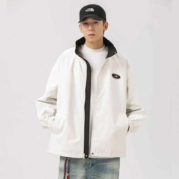 Easy-to-Clean Windproof Rain Jacket for Men in Patchwork Style