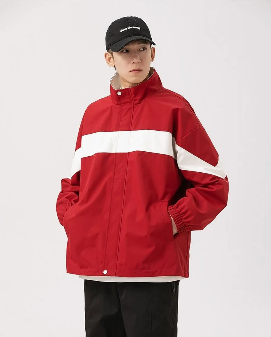 Easy-to-Clean Windproof Rain Jacket for Men in Patchwork Style