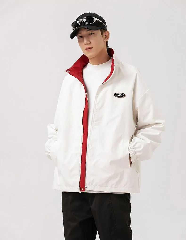 Easy-to-Clean Windproof Rain Jacket for Men in Patchwork Style