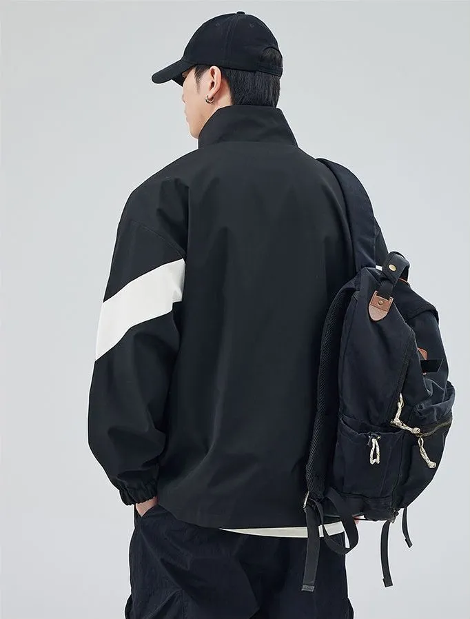 Easy-to-Clean Windproof Rain Jacket for Men in Patchwork Style