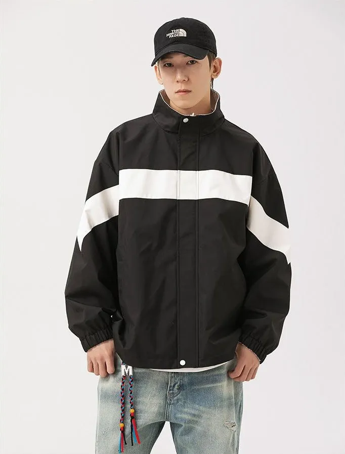 Easy-to-Clean Windproof Rain Jacket for Men in Patchwork Style