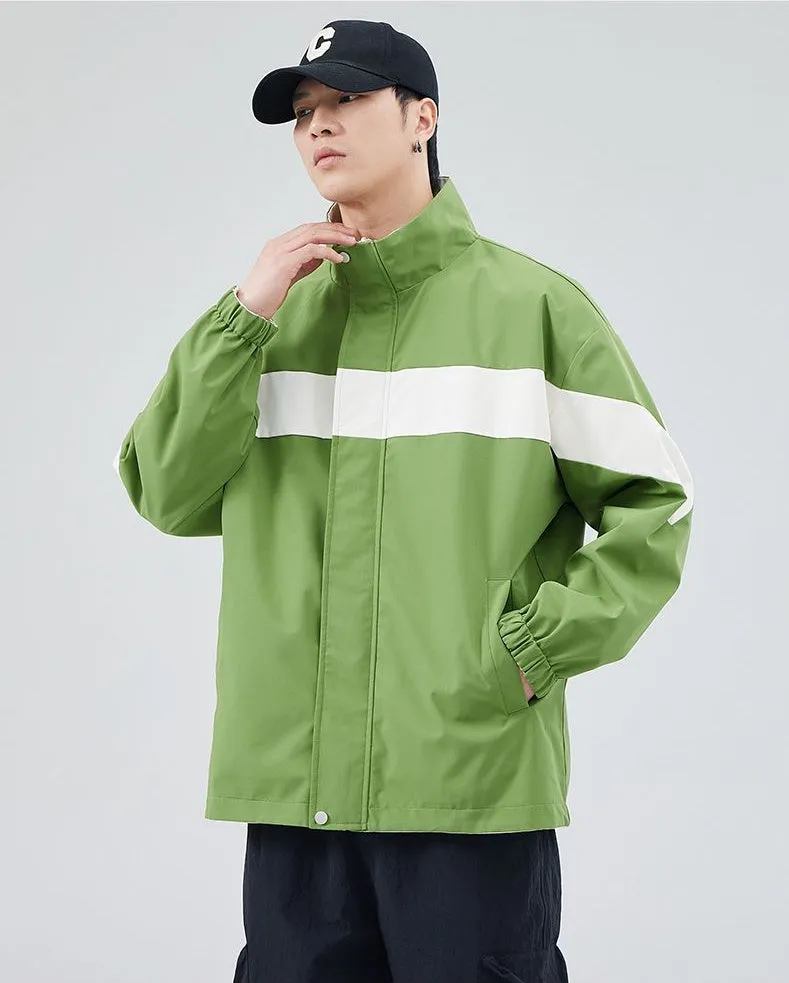 Easy-to-Clean Windproof Rain Jacket for Men in Patchwork Style