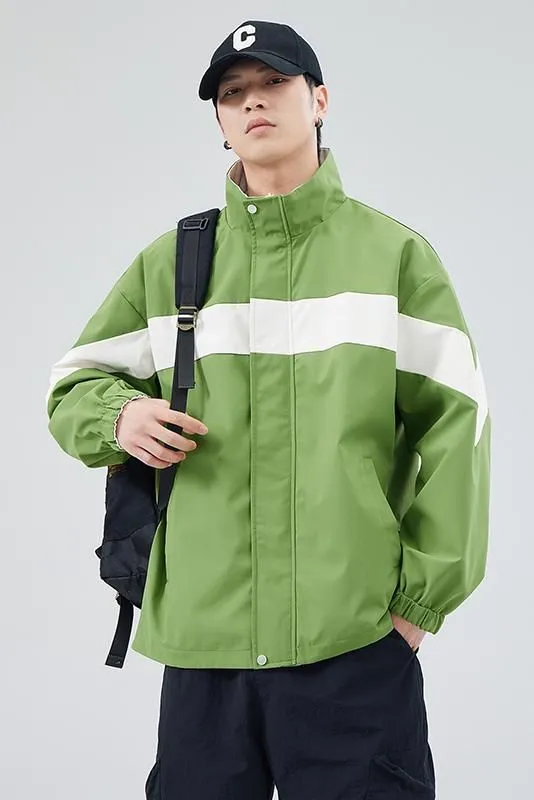 Easy-to-Clean Windproof Rain Jacket for Men in Patchwork Style