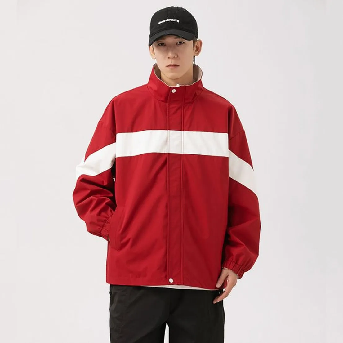 Easy-to-Clean Windproof Rain Jacket for Men in Patchwork Style