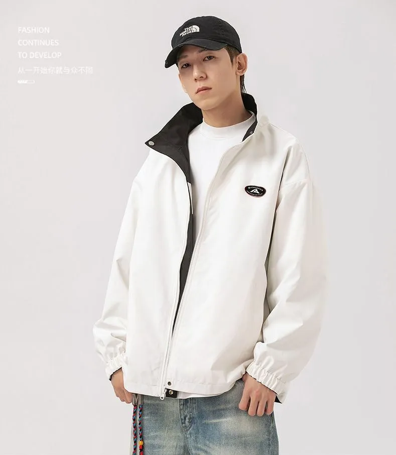 Easy-to-Clean Windproof Rain Jacket for Men in Patchwork Style