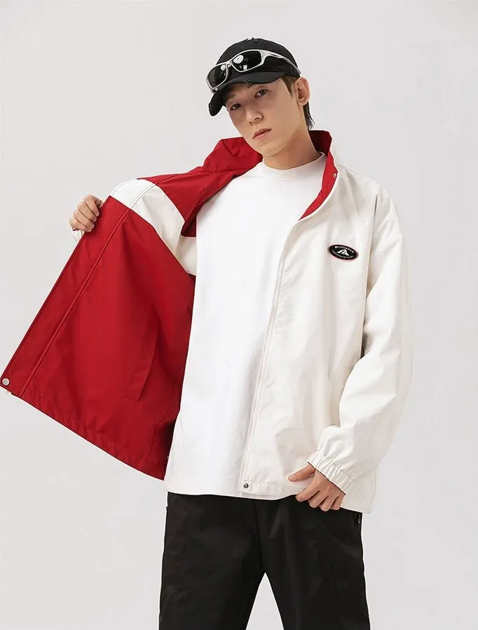 Easy-to-Clean Windproof Rain Jacket for Men in Patchwork Style