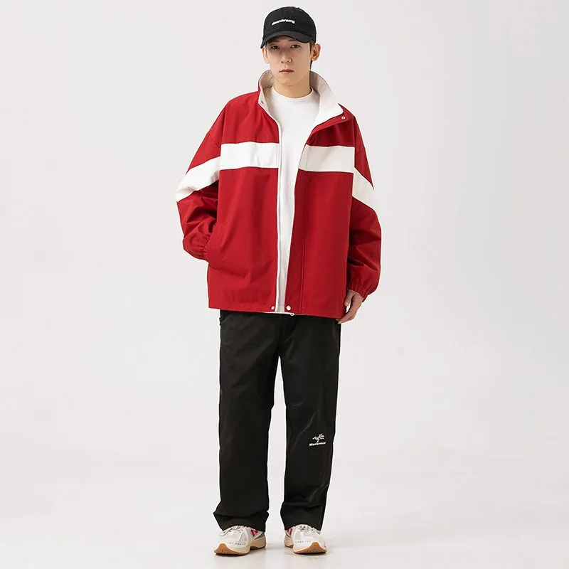 Easy-to-Clean Windproof Rain Jacket for Men in Patchwork Style