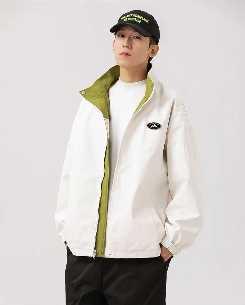 Easy-to-Clean Windproof Rain Jacket for Men in Patchwork Style