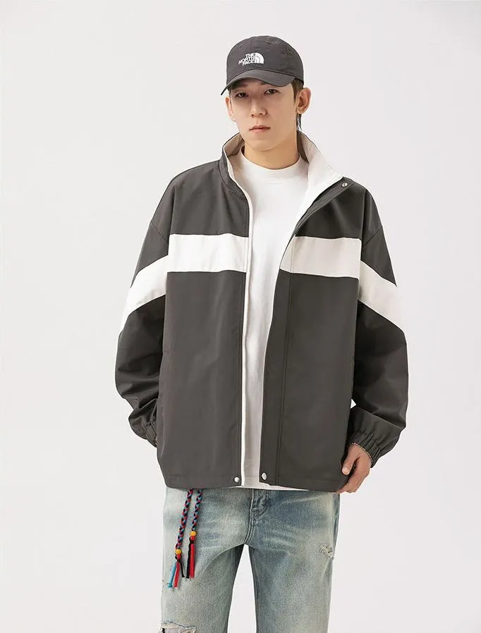Easy-to-Clean Windproof Rain Jacket for Men in Patchwork Style