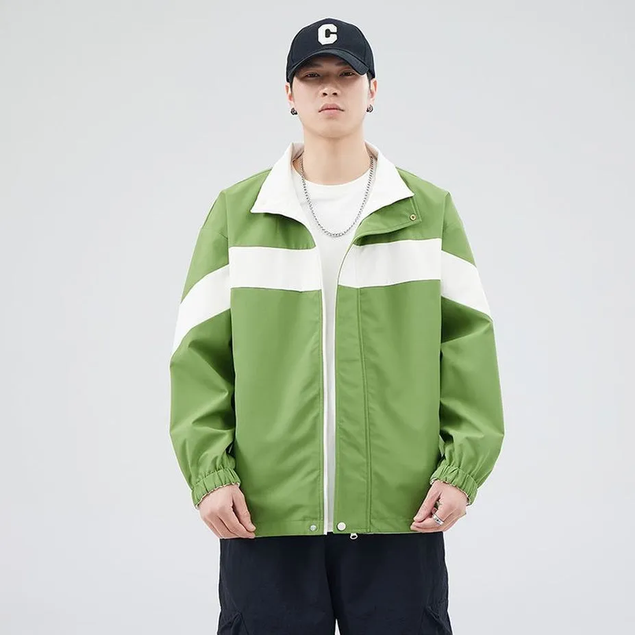 Easy-to-Clean Windproof Rain Jacket for Men in Patchwork Style