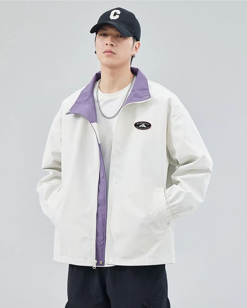 Easy-to-Clean Windproof Rain Jacket for Men in Patchwork Style