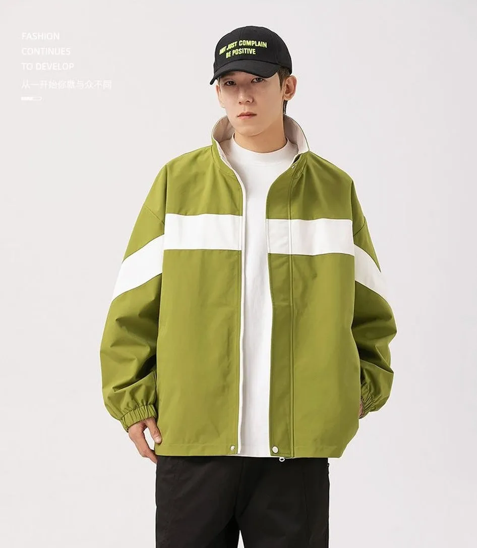 Easy-to-Clean Windproof Rain Jacket for Men in Patchwork Style