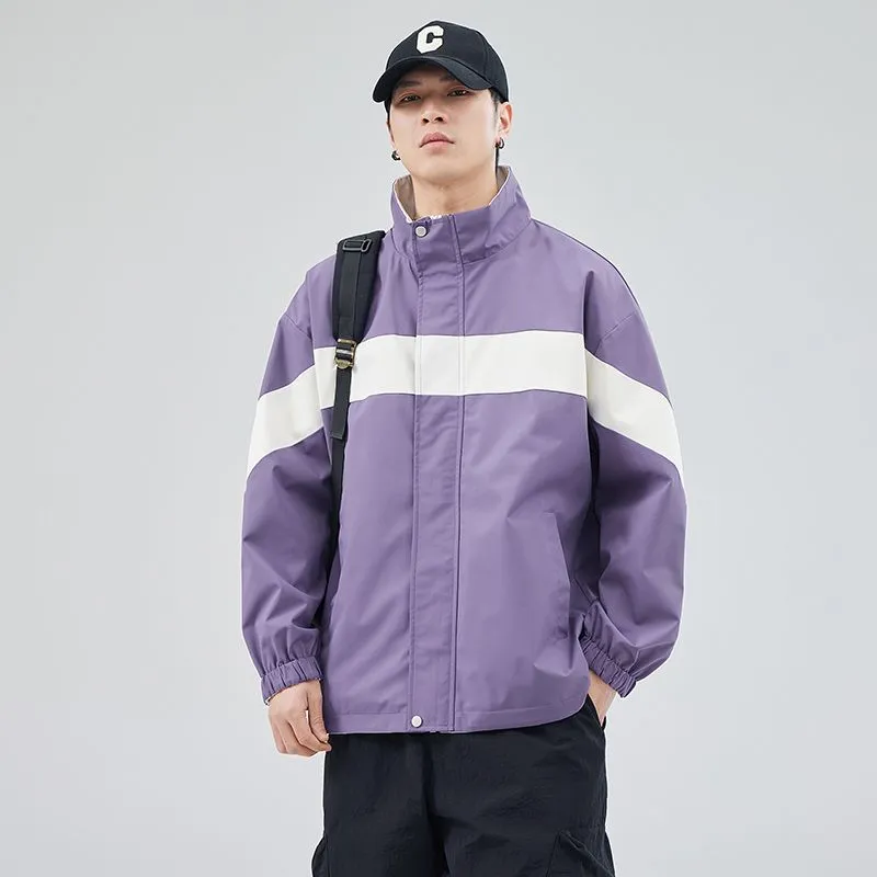 Easy-to-Clean Windproof Rain Jacket for Men in Patchwork Style