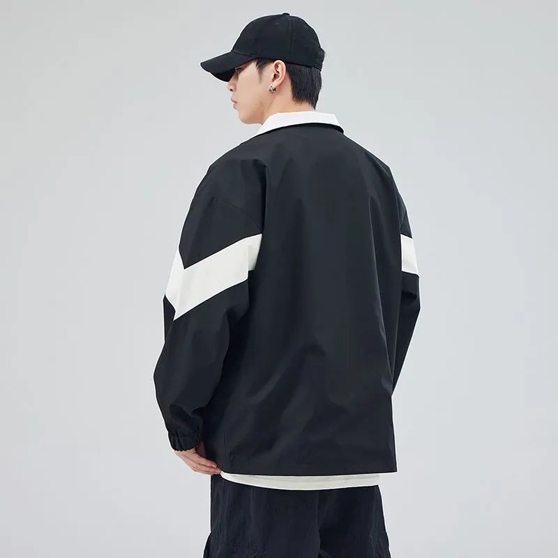 Easy-to-Clean Windproof Rain Jacket for Men in Patchwork Style
