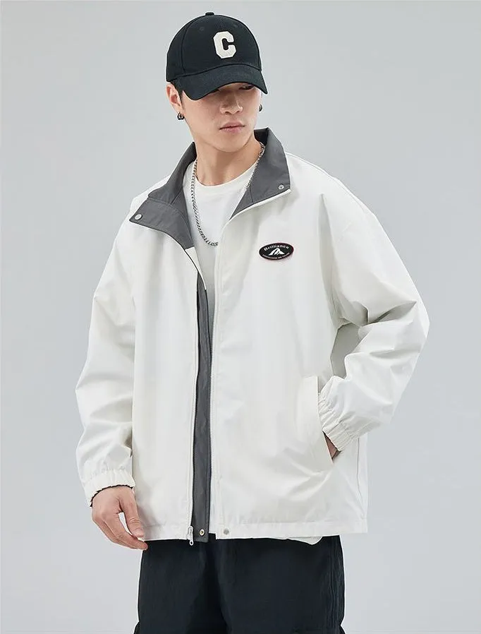 Easy-to-Clean Windproof Rain Jacket for Men in Patchwork Style