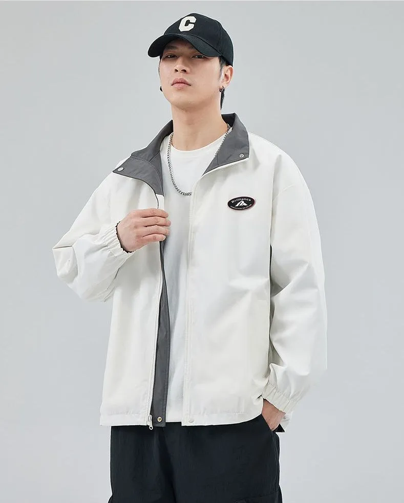 Easy-to-Clean Windproof Rain Jacket for Men in Patchwork Style