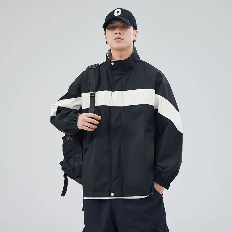 Easy-to-Clean Windproof Rain Jacket for Men in Patchwork Style