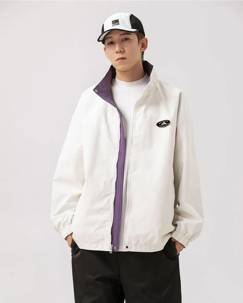 Easy-to-Clean Windproof Rain Jacket for Men in Patchwork Style
