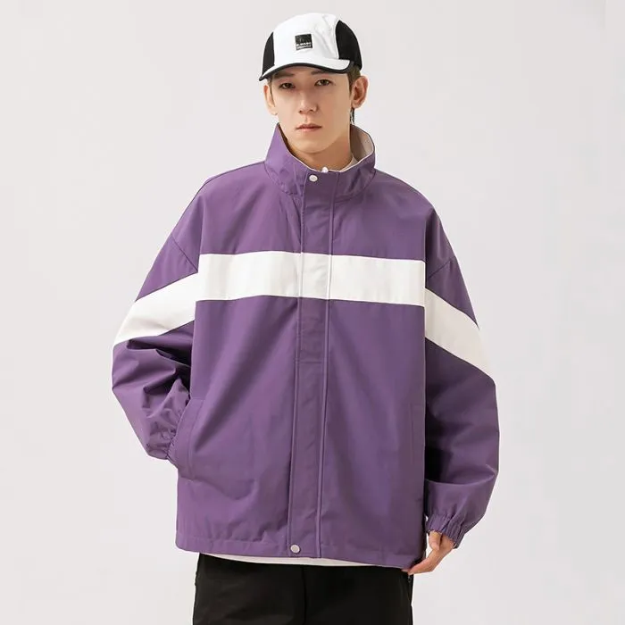 Easy-to-Clean Windproof Rain Jacket for Men in Patchwork Style