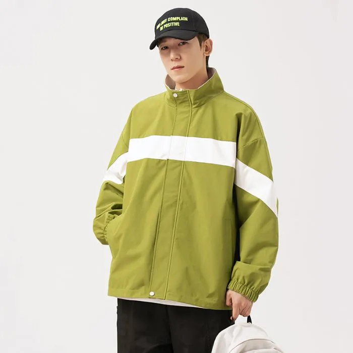 Easy-to-Clean Windproof Rain Jacket for Men in Patchwork Style