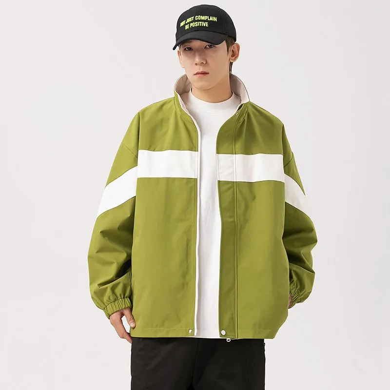 Easy-to-Clean Windproof Rain Jacket for Men in Patchwork Style