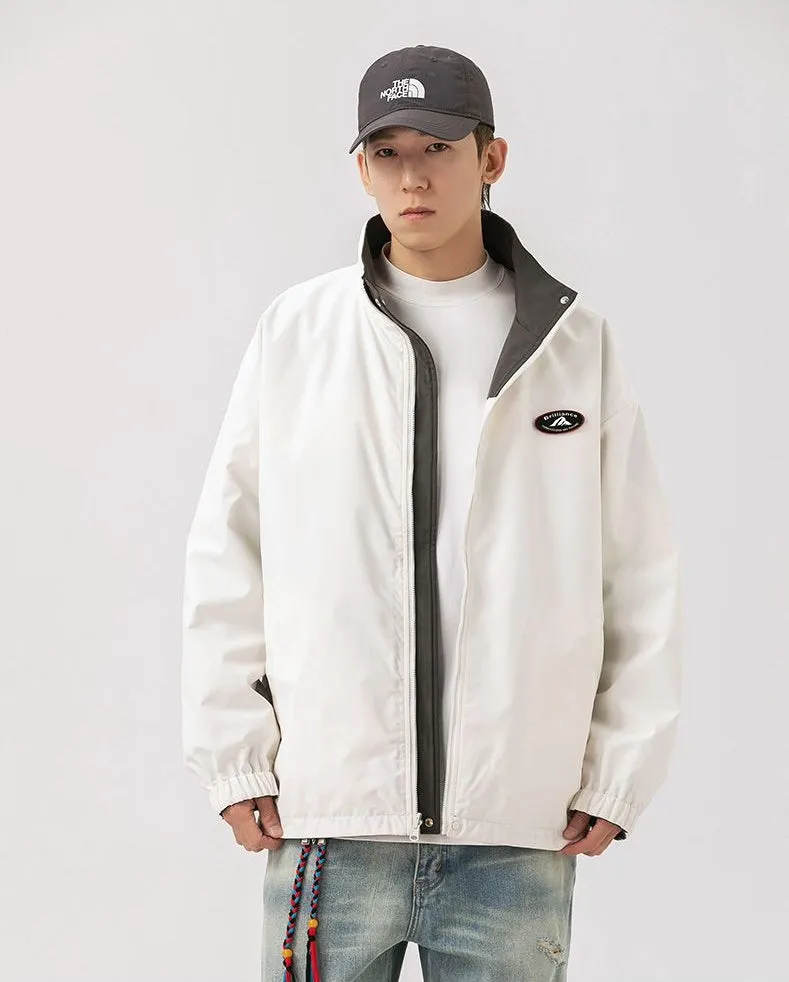 Easy-to-Clean Windproof Rain Jacket for Men in Patchwork Style
