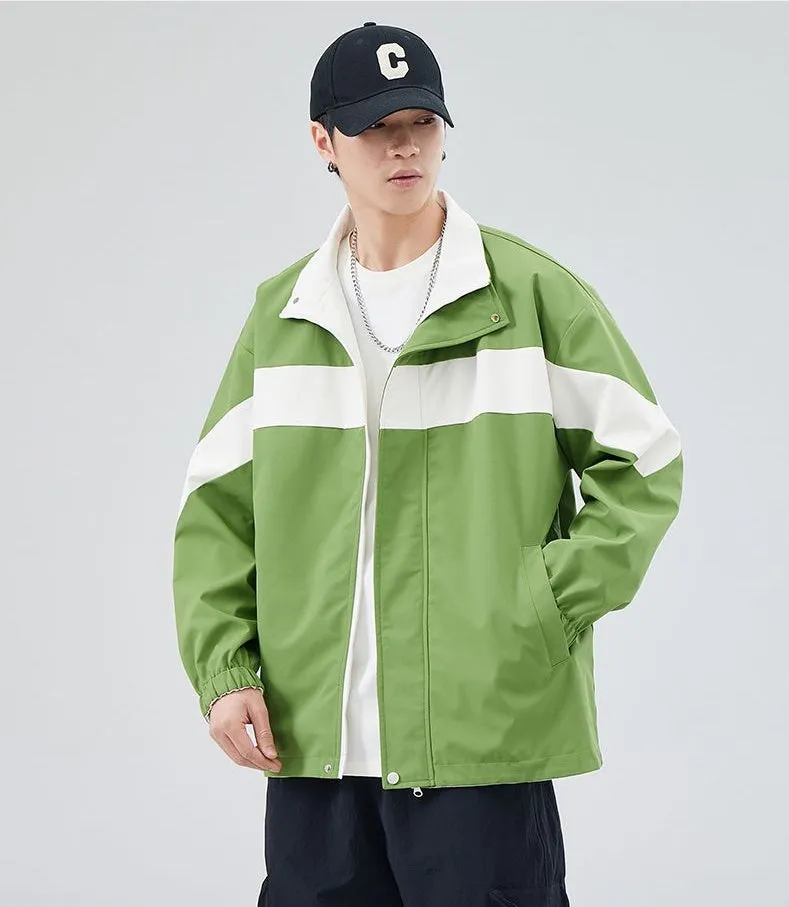 Easy-to-Clean Windproof Rain Jacket for Men in Patchwork Style