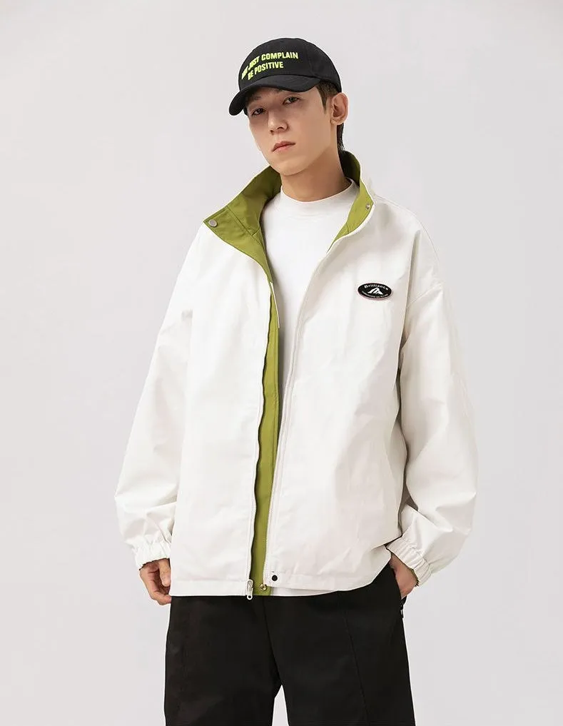 Easy-to-Clean Windproof Rain Jacket for Men in Patchwork Style