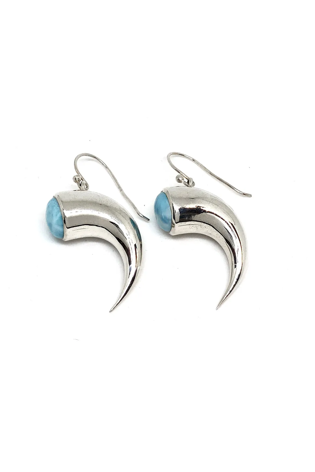 Edgy Sterling Silver and Larimar Earrings