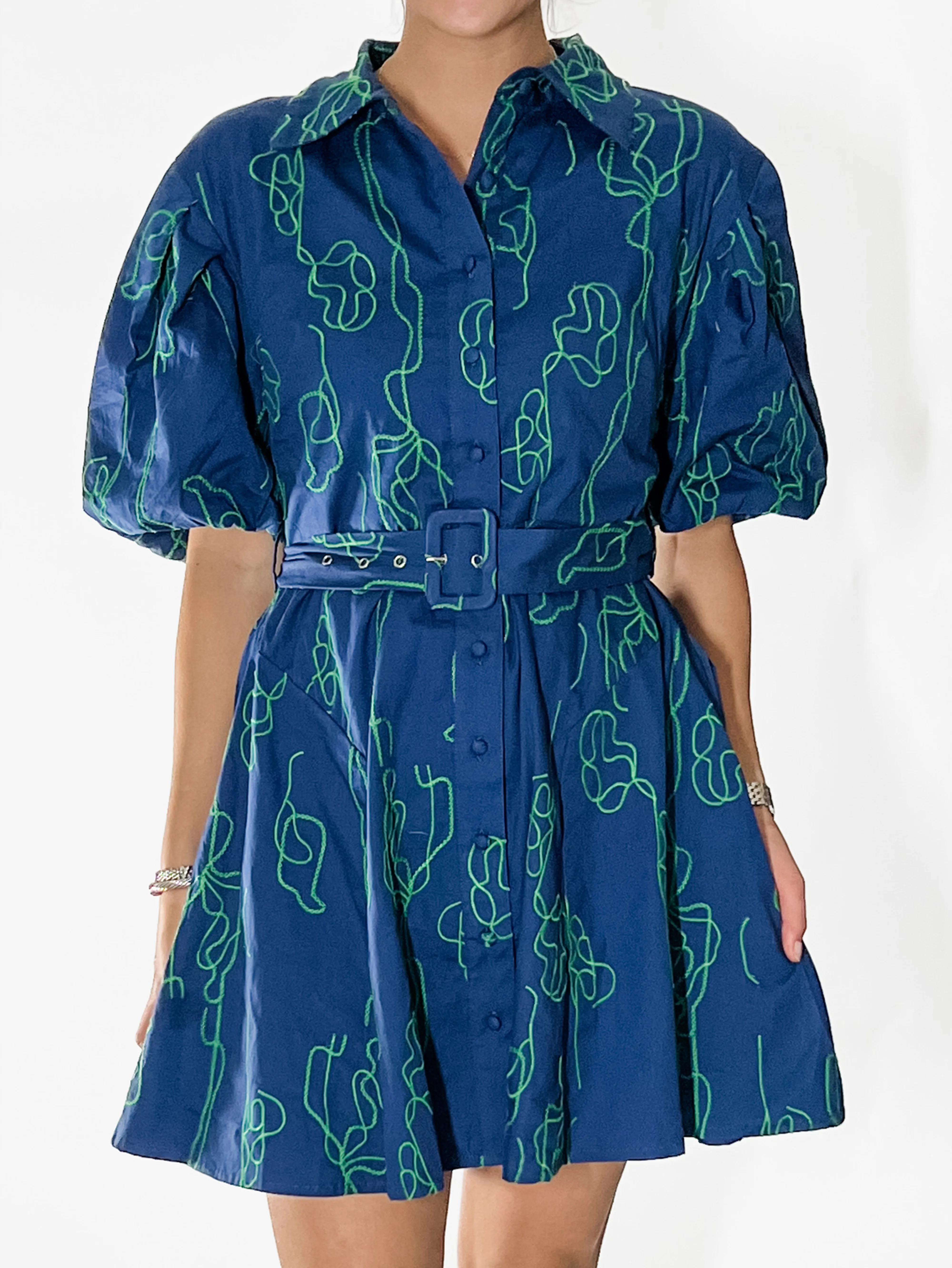 Eliza Vine Embroidered Cotton Dress