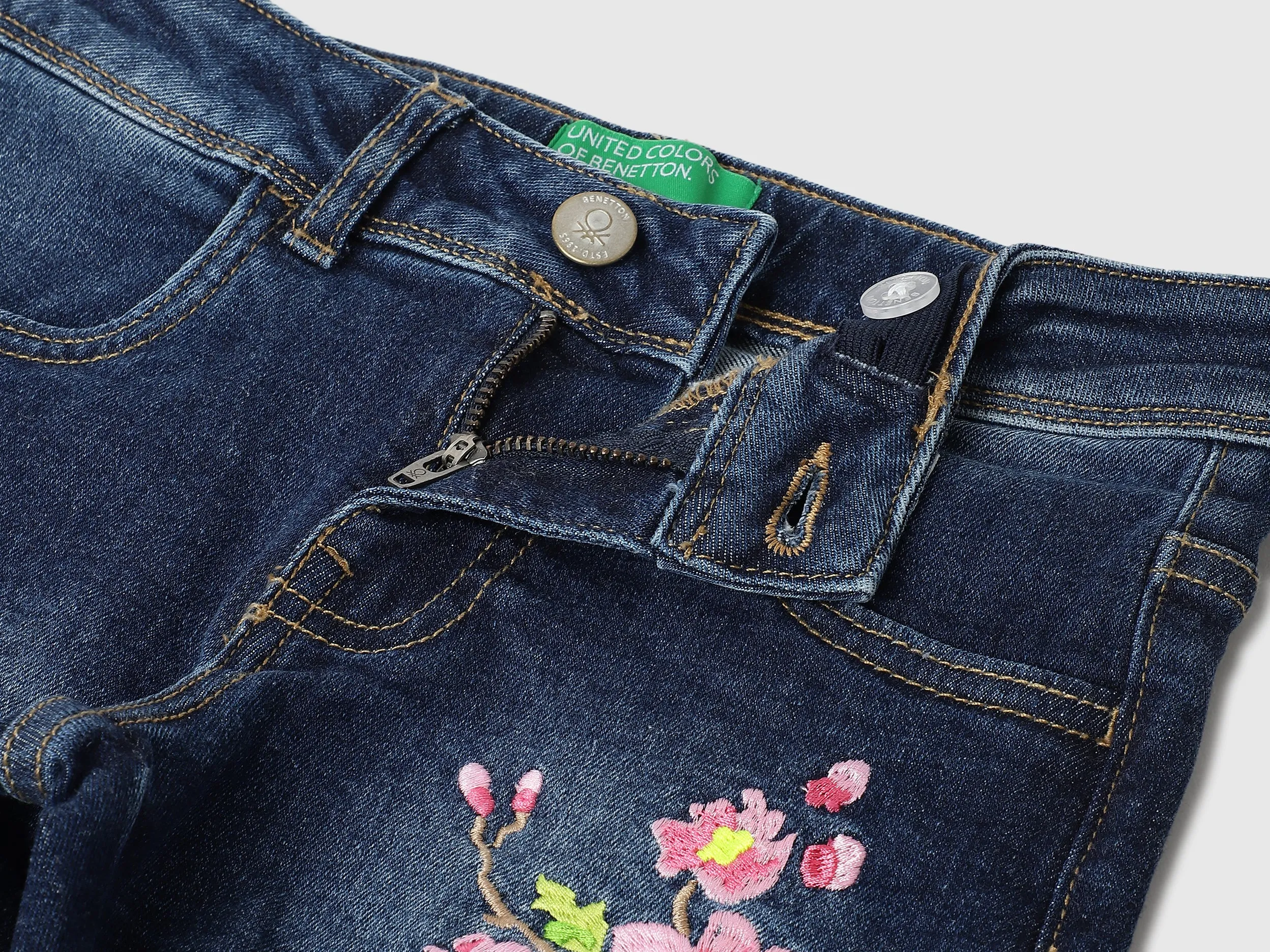 Embroidered Regular Fit Denim Shorts