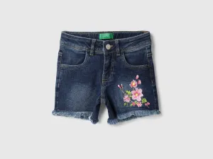 Embroidered Regular Fit Denim Shorts