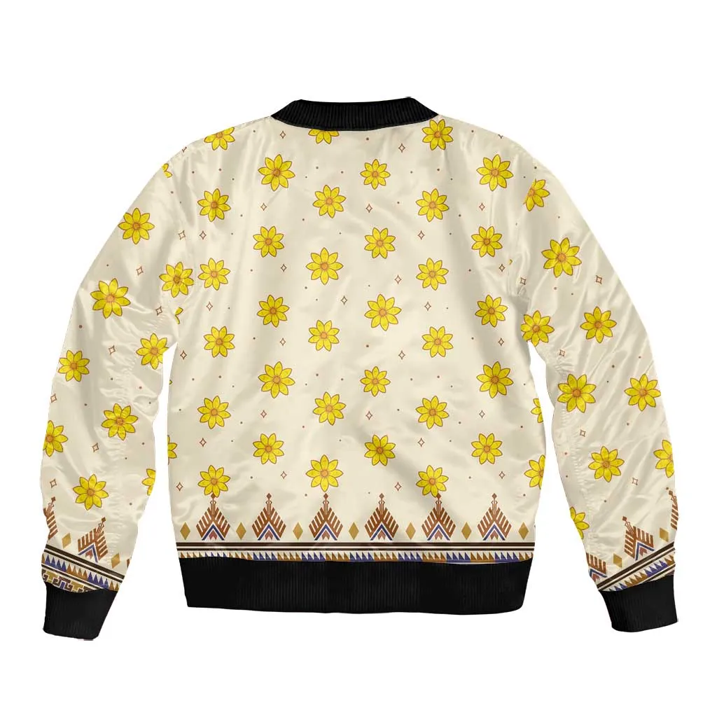 Enkutatash Dashiki Adey Abeba Pattern Bomber Jacket LT01