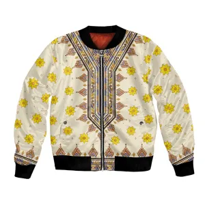 Enkutatash Dashiki Adey Abeba Pattern Bomber Jacket LT01