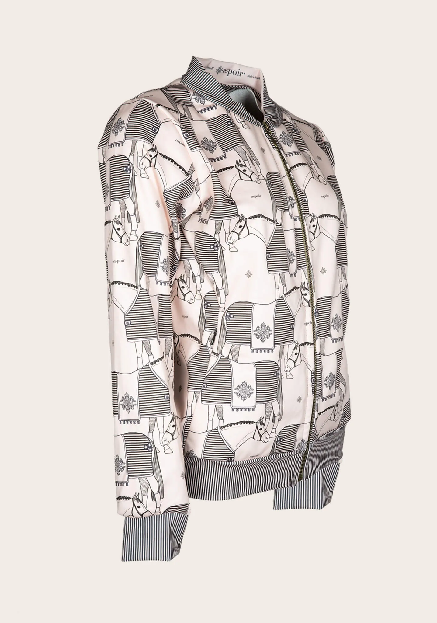 Espoir Beige Blanketed Bomber Jacket