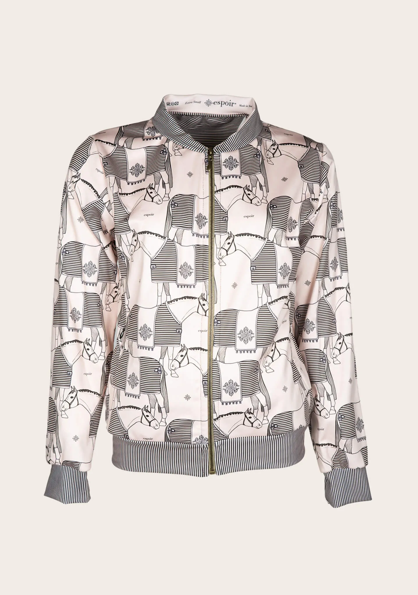 Espoir Beige Blanketed Bomber Jacket
