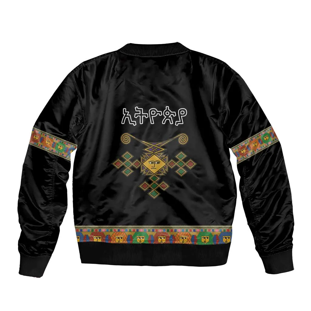 Ethiopia Saba Kemis Habesha Style Bomber Jacket Black Color LT15