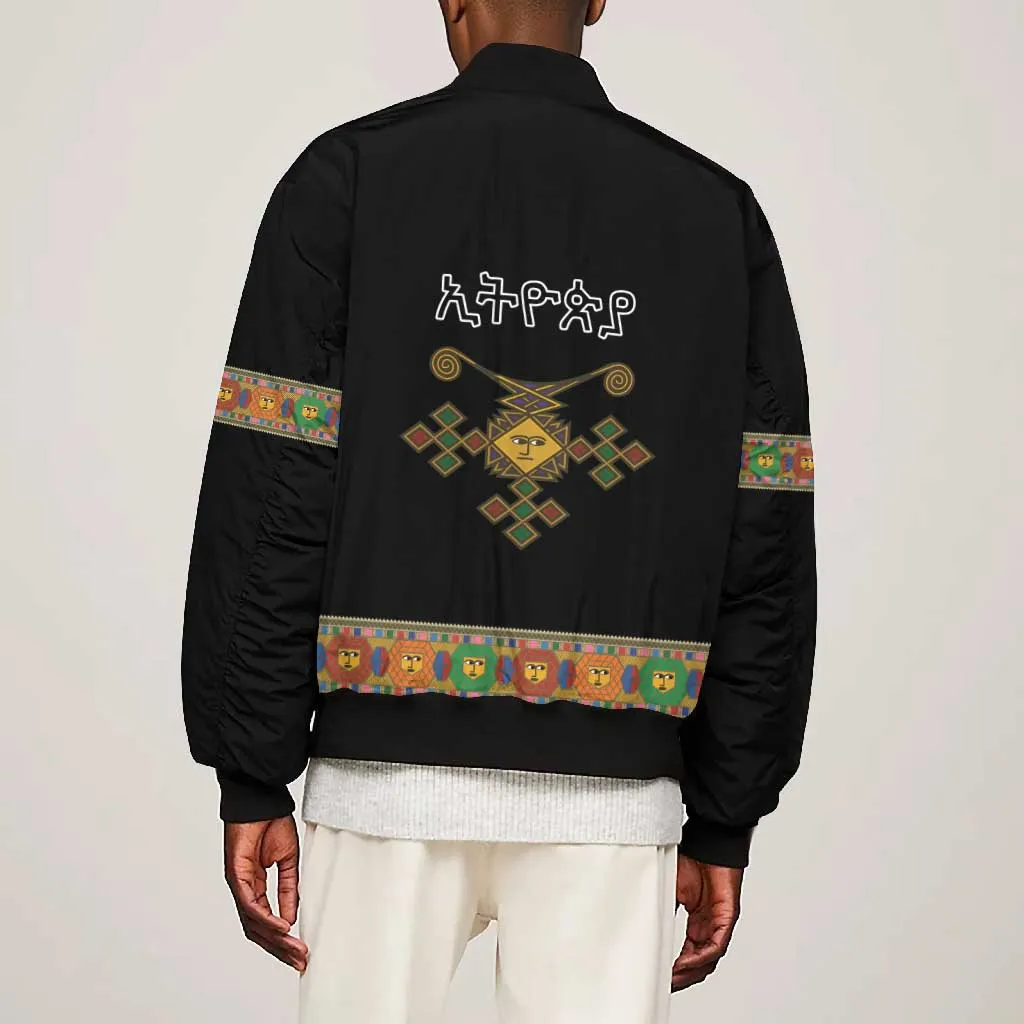 Ethiopia Saba Kemis Habesha Style Bomber Jacket Black Color LT15